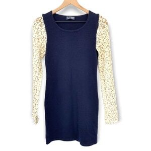 AJ Armani Jeans Cashmere Crochet Lace Long Sleeve Dress Size Small